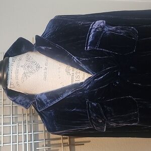 NWT J.Crew Velour V Neck Top Pockets Midnight Blue Small